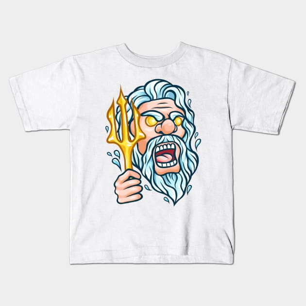 Poseidon Greek Mythology God of Sea Kids T-Shirt by SmittyGFX